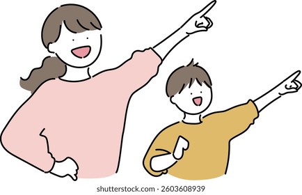 
Illustration of a parent and child pointing