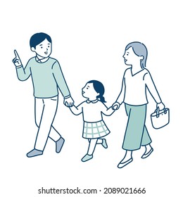 Illustration of a parent and child walking.
