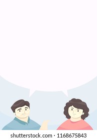 Illustration of Parents with Blank Speech Bubble