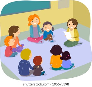 Illustration Parents Their Children Participating Class Stock Vector ...