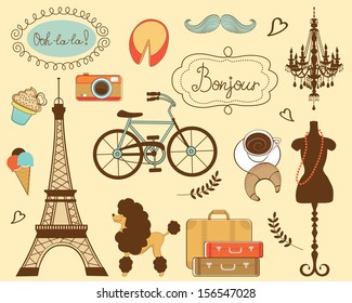 Illustration of paris related items