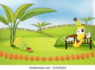 Illustration of a park with bananas