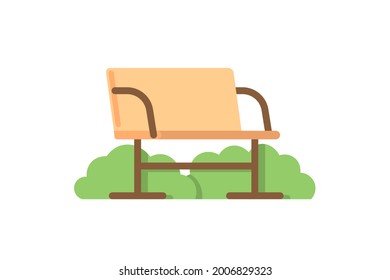 illustration of a park bench or chair. outdoor furniture. a place to rest or sit. flat cartoon style. flat element design