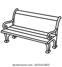 Illustration of a park bench isolated on transparent background