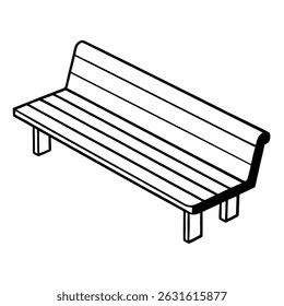 Illustration of a park bench isolated on transparent background