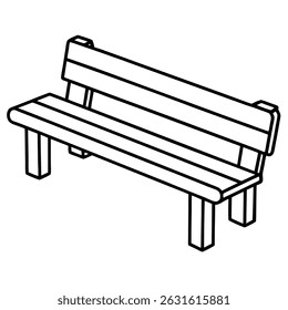 Illustration of a park bench isolated on transparent background