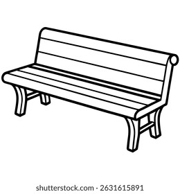 Illustration of a park bench isolated on transparent background