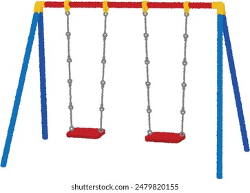 Illustration of park playground equipment. Swings can be enjoyed by everyone from toddlers to adults.