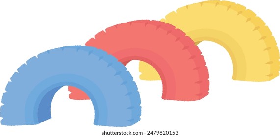 Illustration of park playground equipment. Tire toy.