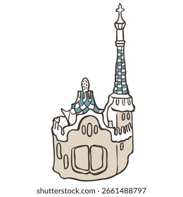 Illustration von Park Güell. Vektorgrafik auf weißem Hintergrund.