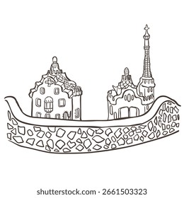 Illustration von Park Güell. Vektorgrafik auf weißem Hintergrund