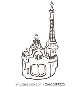 Ilustração de Park Güell. Gráfico vetorial no plano de fundo branco