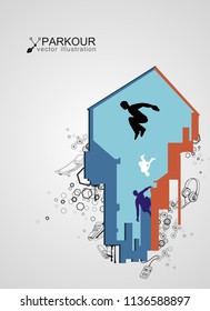 illustration of parkour. Parkour Practitioner illustration flat vector elements. Outdoor sport.
