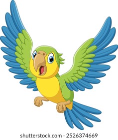 Illustration of parrot cartoon flying