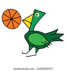 illustration of a parrot playing basketball