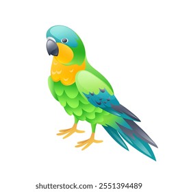 Illustration of a parrot, realistic in 3D style.