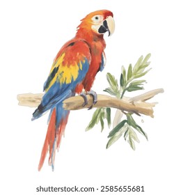 Illustration of a Parrot for Tropical and Wildlife Designs A vibrant illustration drawing of a parrot, perfect for nature, exotic themes, and petrelated graphics