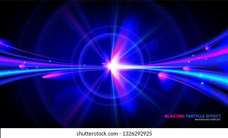 Illustration of particle acceleration with explosive effect. It is suitable for being as a background or template in science or technology related theme. 