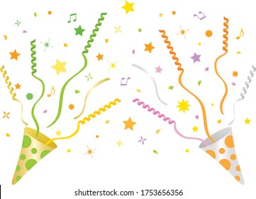 Illustration of party cracker in silver and gold