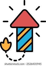 Illustration of party fireworks in line art style.