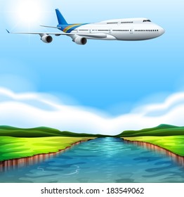 Illustration of a passenger plane flying