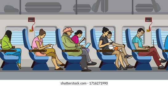 Illustration of passenger seat in the train 