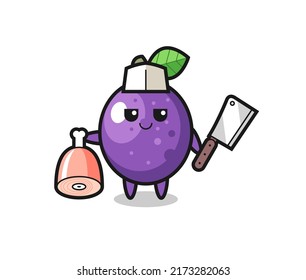 Illustration of passion fruit character as a butcher , cute style design for t shirt, sticker, logo element
