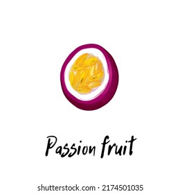 Ilustración de un fruto de la pasión aislado en un fondo blanco