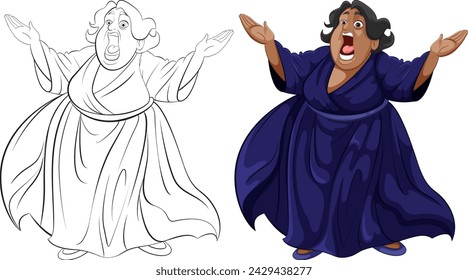 Illustration of a passionate opera singer singing.