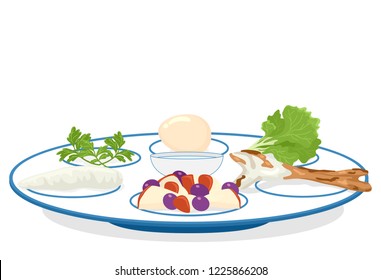 Illustration of a Passover Seder Plate Usually Displayed at the Head of a Table During Passover