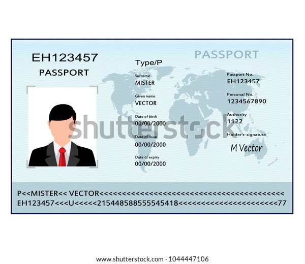 Illustration Passport Biometric Data Identification Document Stock Vector Royalty Free 1044447106 1061