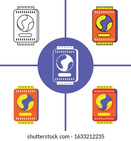 Illustration of Passport element with different design style.