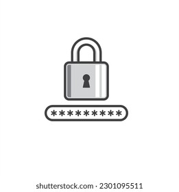 illustration of password, security system, vector art.