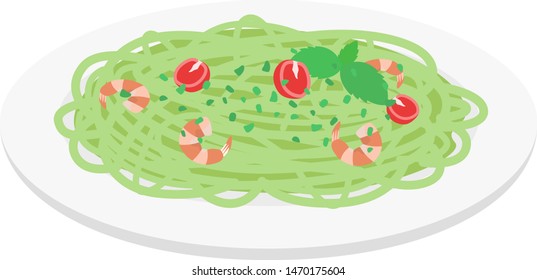 
Illustration of pasta served on a plate.