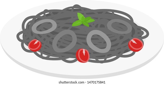 
Illustration of pasta served on a plate.