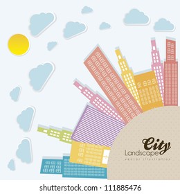 Illustration of pastel buildings, vector illustration