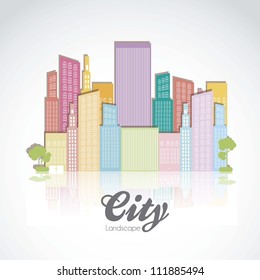 Illustration of pastel buildings, vector illustration
