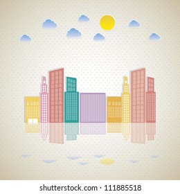 Illustration of pastel buildings, vector illustration