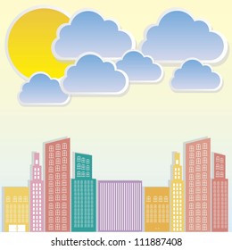 Illustration of pastel buildings, vector illustration