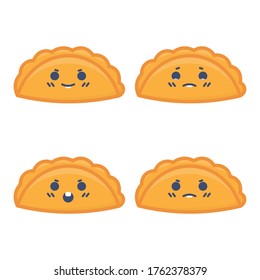 illustration of pastel characters or dumplings with various expressions. expression of pastels or dumplings that are shocked, happy, angry and sad. flat design. can be used for elements, icon