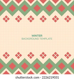 Illustration of pastel knitwear Christmas pattern  background. Christmas background with blank space.