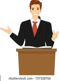 Illustration of a Pastor Behind a Lectern Preaching