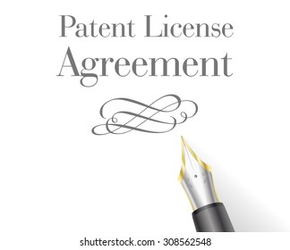 illustration of a Patent License Agreement Letter head with fountain pen