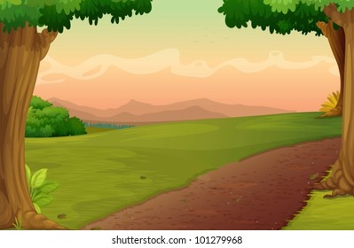 Illustration of a path in a rural setting