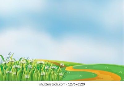 Illustration of a pathway at the hills