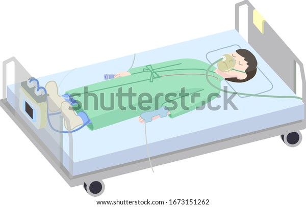 ベッドに横たわる患者のイラスト のベクター画像素材 ロイヤリティフリー