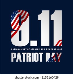 Illustration of Patriot Day Poster. September 11th National Day of Service and Remembrance