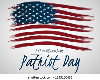 Illustration for Patriot Day.  Illustration with U.S. flag.