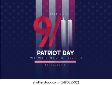 illustration of Patriot day USA 11 September, We will never forget, Never forget 9.11