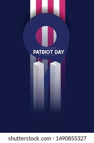 illustration of Patriot day USA 11 September, We will never forget, Never forget 9.11